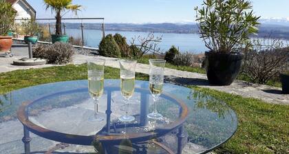 Appartement grande terrasse avec vue du lac et des Alpes et 2e chambre en option