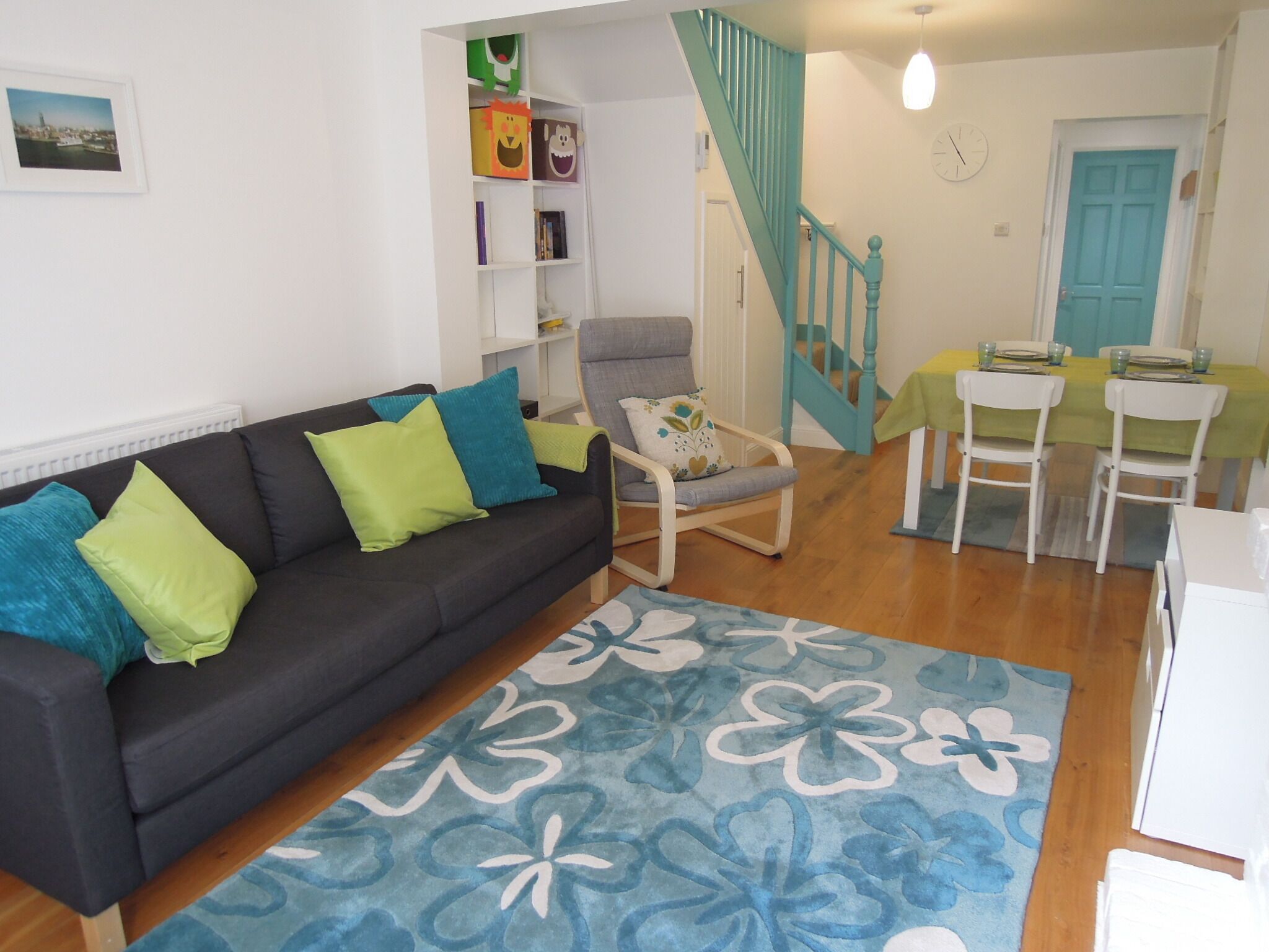 TV, DVD player, books