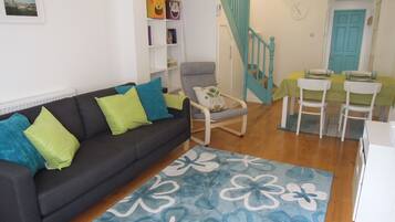 TV, DVD player, books