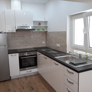 Fridge, oven, stovetop, dishwasher