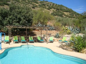 Outdoor pool, pool loungers