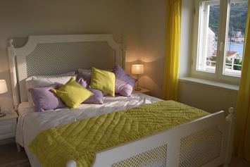 The romantic bedroom in the apartment suite