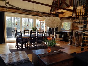 Dining - Comfortable newly built log cabin in the middle of the forest, built for quality of life and community. (Alfta)