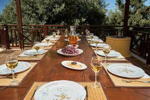 Outdoor dining - Lilas Luxury Villa, is a stone manor with its own private pool . (Zakynthos)