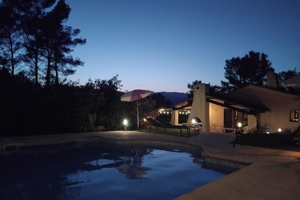 Villa against evening sky
