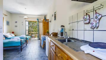Fridge, microwave, oven, coffee/tea maker