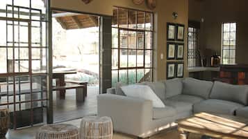 Televisión, chimenea, libros y videoteca