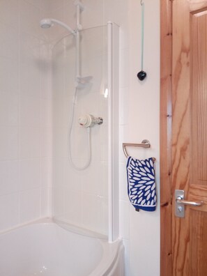 Duschwanne, Haartrockner, Seife, Toilettenpapier