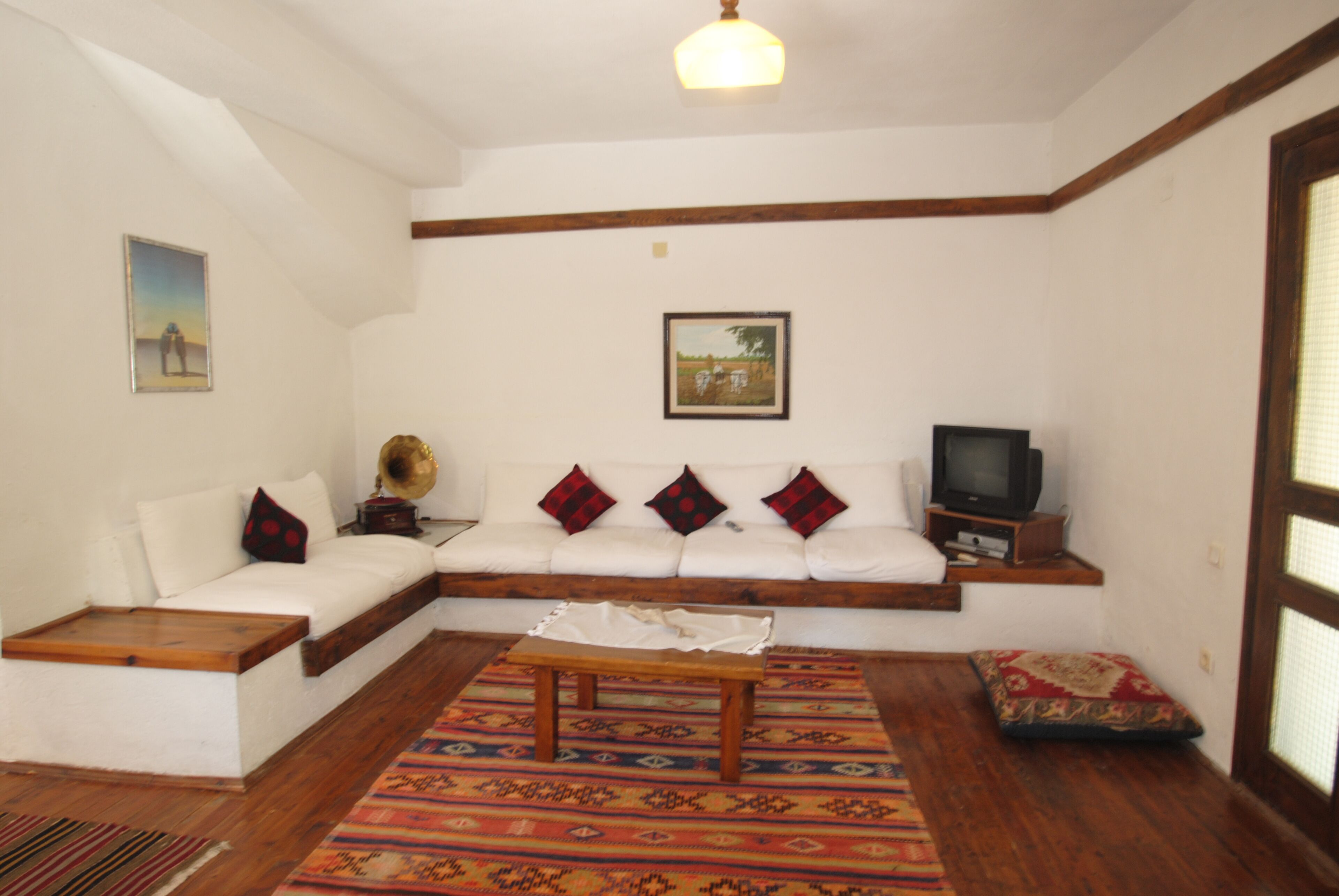 TV, fireplace, DVD player, books
