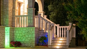 A stone building with a staircase and a balcony. - Fairytale Villa, in the heart of Lefkas town and Agios Ioannis beach! (Lefkada)