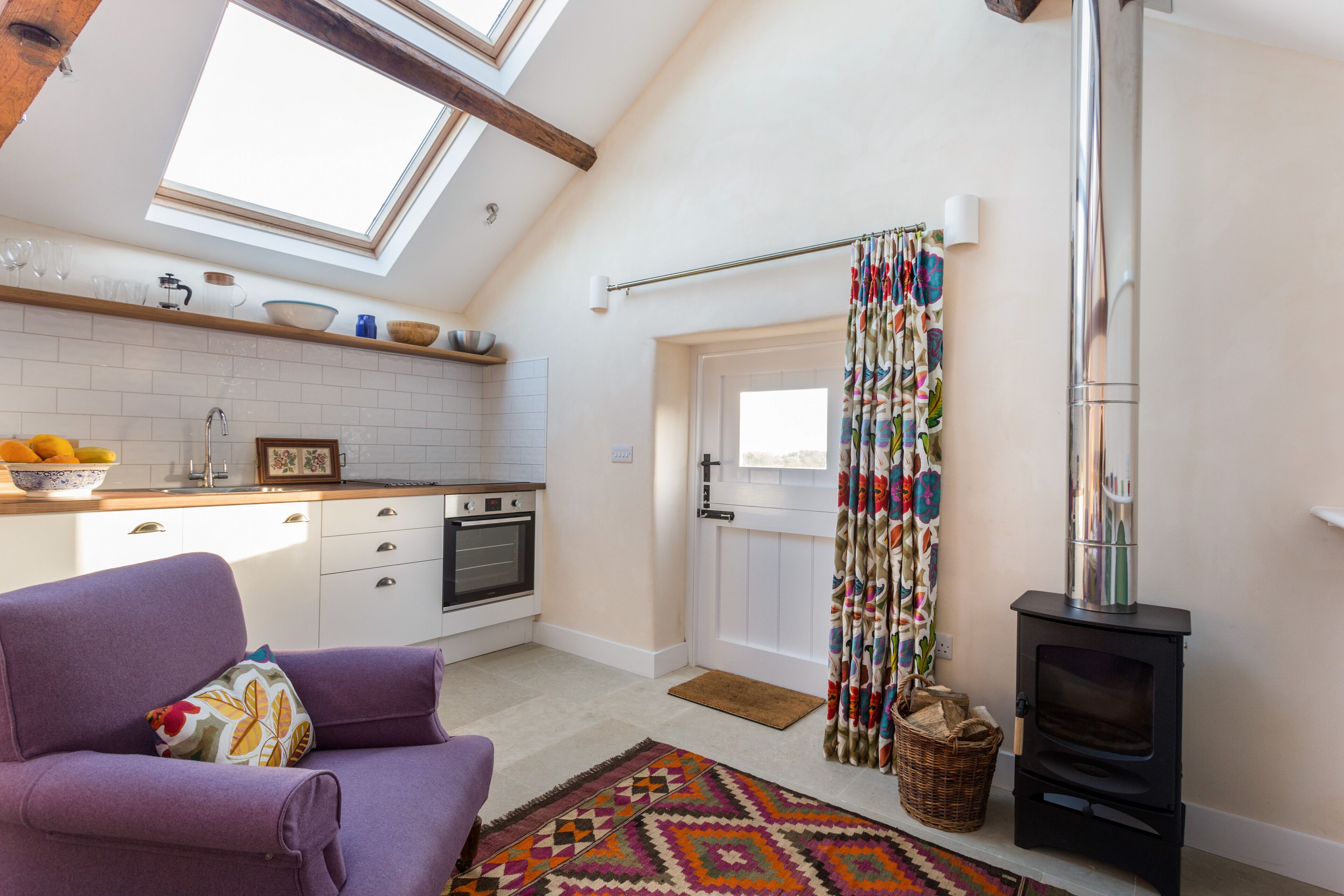 Romantic, quirky farm loft conversion with beautiful  natural swimming pool