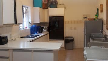 Fridge, microwave, stovetop, toaster