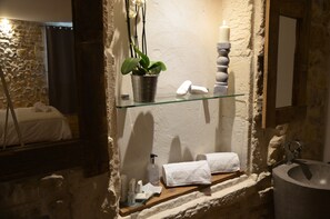 Hair dryer, bathrobes, slippers, towels