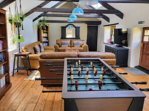 Game room - 4 bedroom barn conversion on smallholding with alpacas, goats and pigs (Lanner,)
