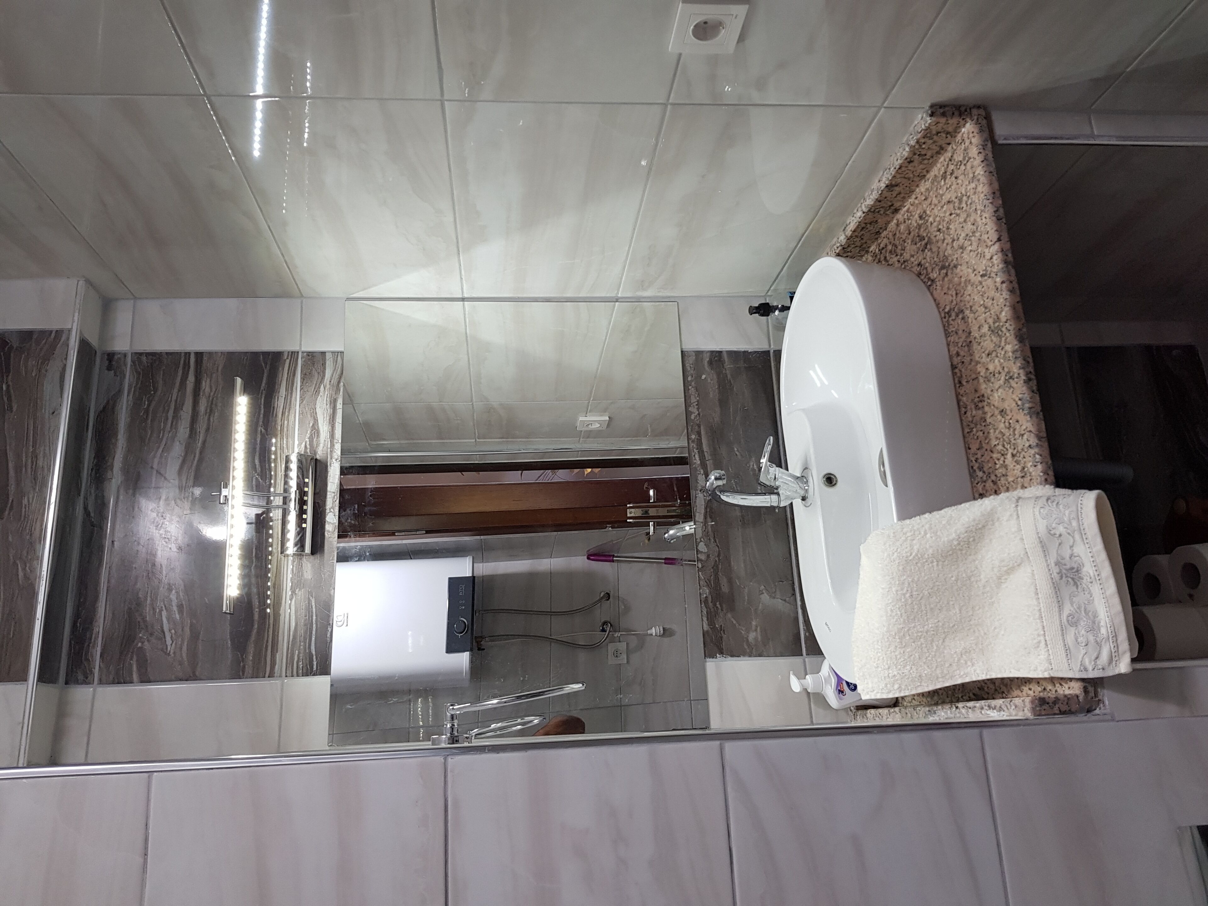 Panoramic nature dwellings with pine forest, olive valleys, sea and gre