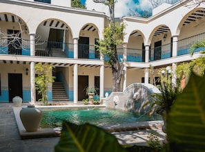 Outdoor pool, open 8:00 AM to 7:00 PM, sun loungers
