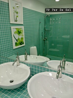 Secador de pelo, toallas y papel higiénico