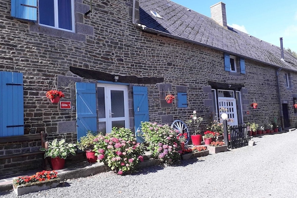 The frontage of Foxes Farm Gite, showing gites 1 and 2.