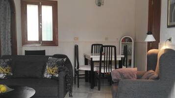 Una televisión, una chimenea, libros