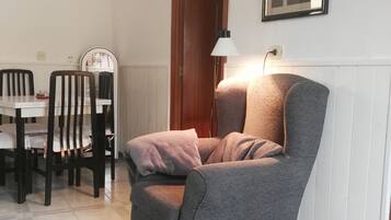 Una televisión, una chimenea, libros