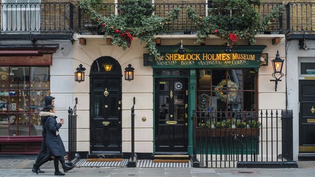 A building with a black door and a sign reading "Sherlock Holmes Museum". - Bikki Apartments, Bikki Apartments (Harrow)