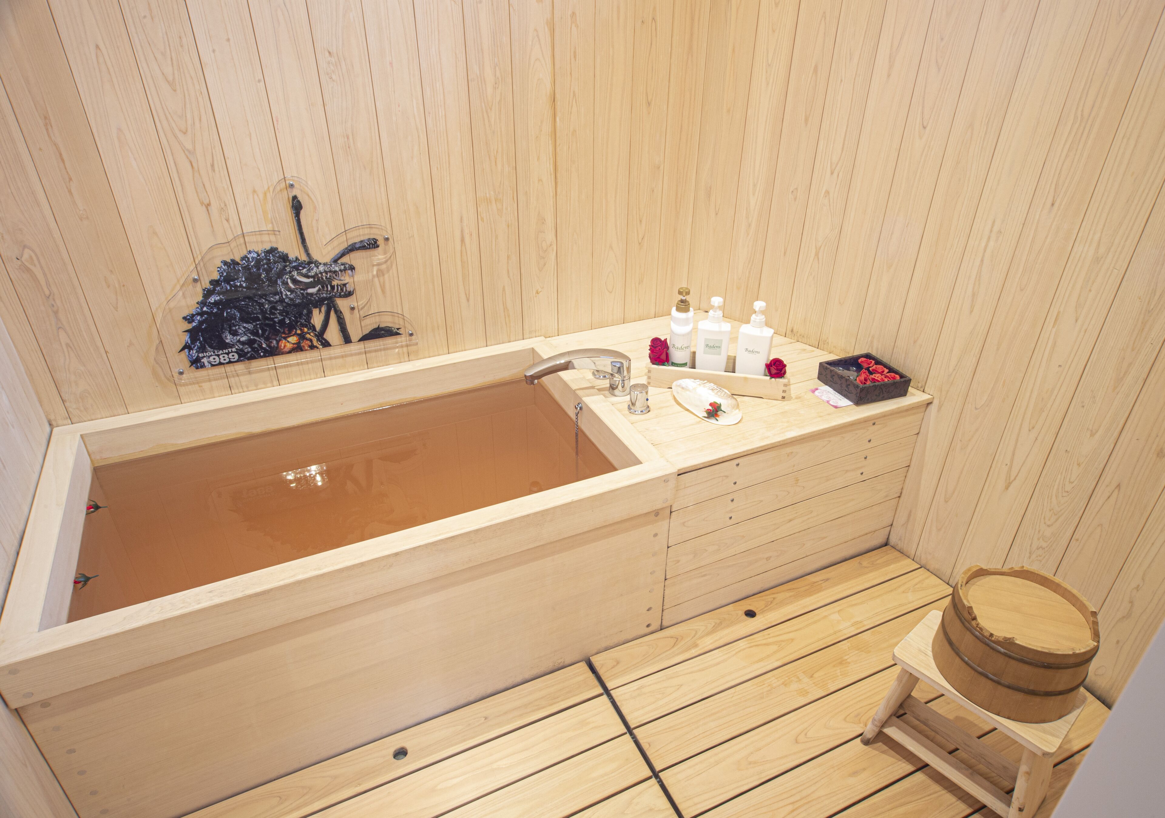 monster island-godzilla for 3 people with hinoki bath,non-smoking | bathroom | separate bathtub and shower, deep-soaking bathtub, rainfall showerhead