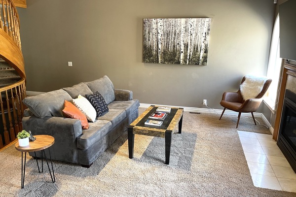 living room - sleeper sofa - gas fireplace - Mt field view