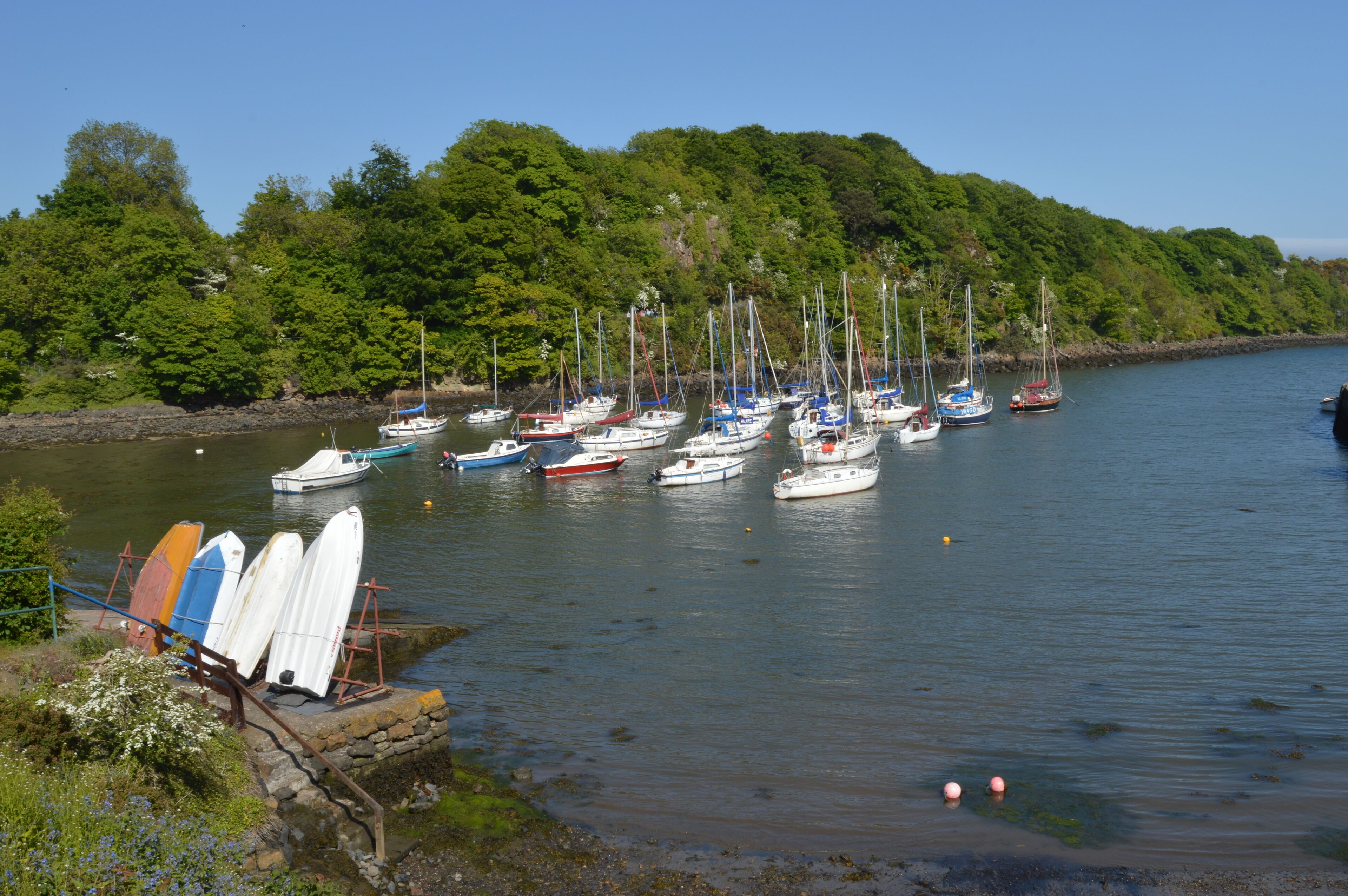 Boats at on coast at Aberdour near Dunfermline