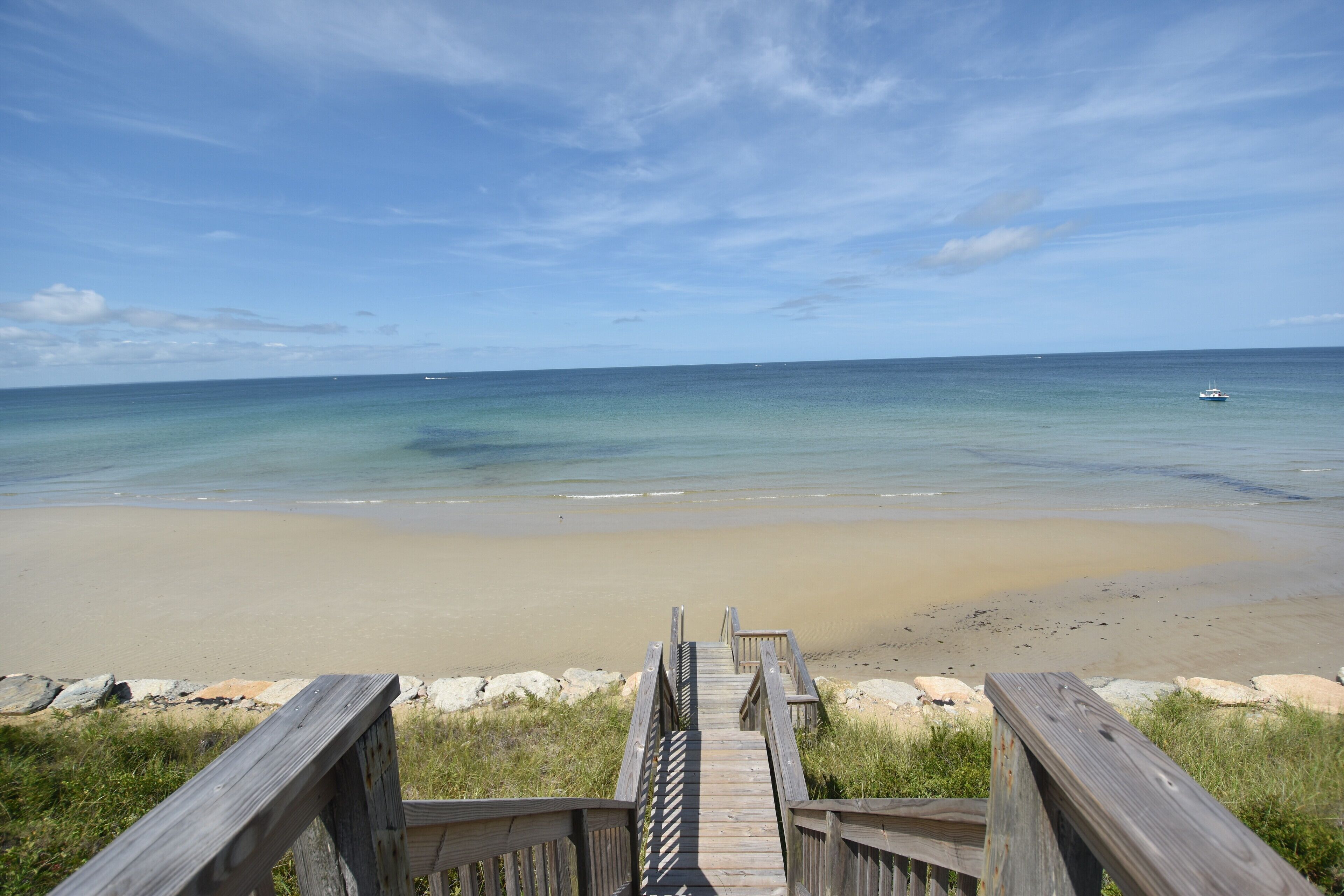 On the beach, sun loungers