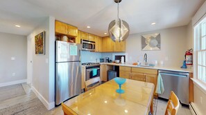 Fridge, microwave, oven, stovetop - WaterView Cottage,  West End-Steps to Beach , Prv Deck & Garden,  Internet, Pkg  (Provincetown)