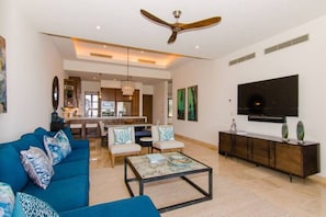 Televisión y chimenea