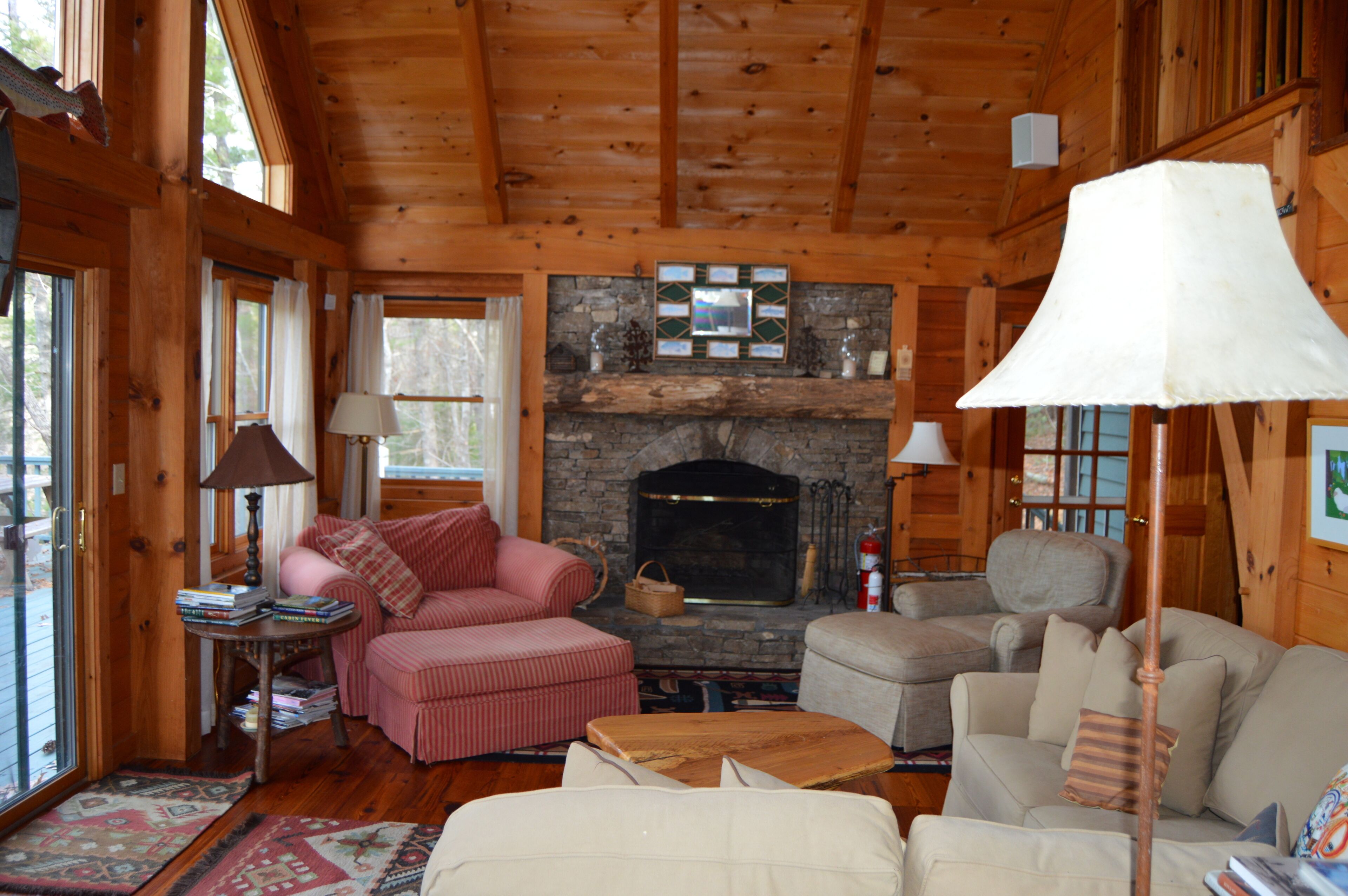Beautiful Rustic Timberframe Lake House and Boat House Amid Trees