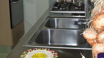 Fridge, oven, stovetop, electric kettle