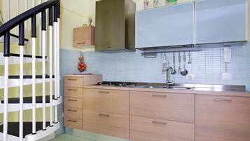 Fridge, oven, stovetop, electric kettle