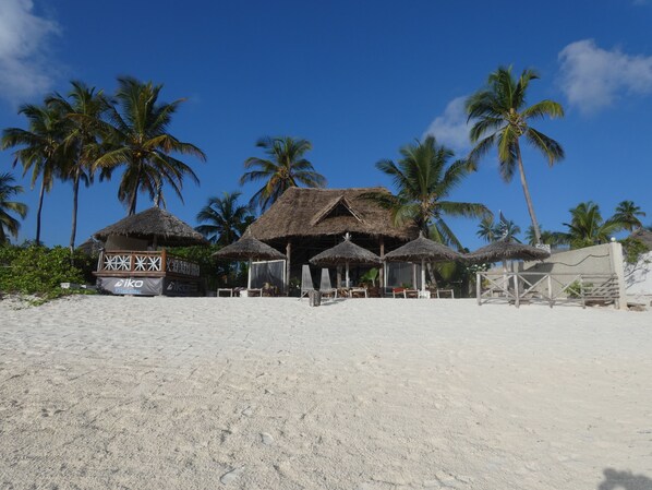 On the beach, white sand