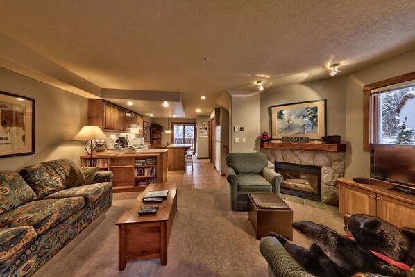 TV, fireplace, DVD player, stereo
