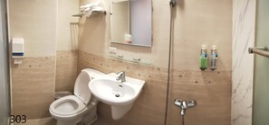 Elite Double Room | Bathroom | Shower, free toiletries, hair dryer, towels