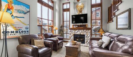 TV, fireplace, DVD player, stereo