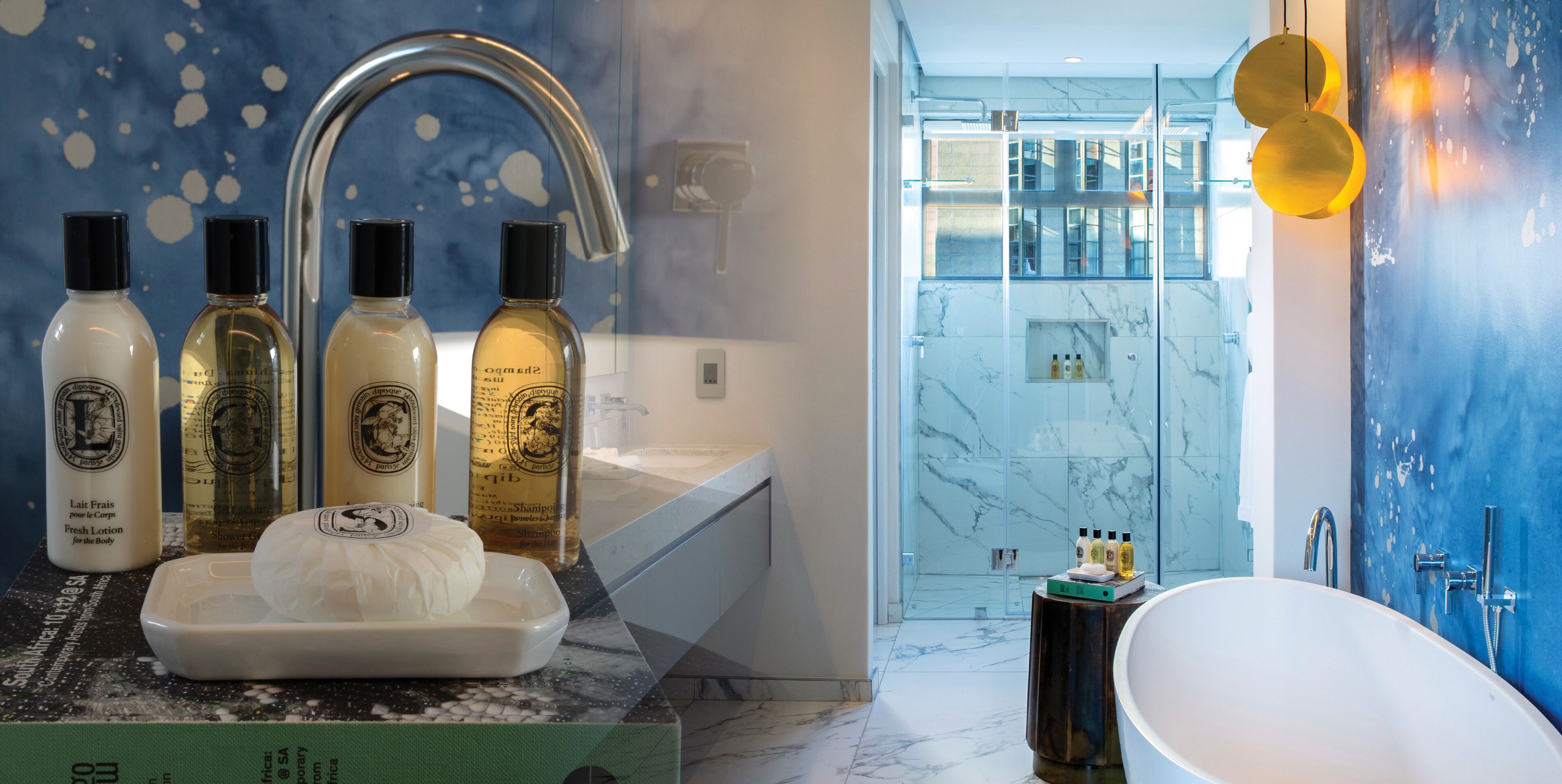 presidential suite | bathroom | designer toiletries, hair dryer, bathrobes, slippers