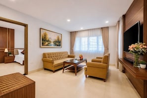 Luxury Suite, Hot Tub, City View | Living area | 32-inch flat-screen TV with cable channels, TV - T78 Hotel (Ho Chi Minh City)