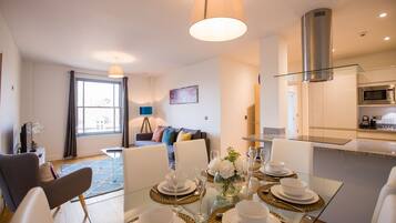 Luxury Apartment, 2 Bedrooms | Living area | 43-inch flat-screen TV with digital channels, Smart TV, Netflix