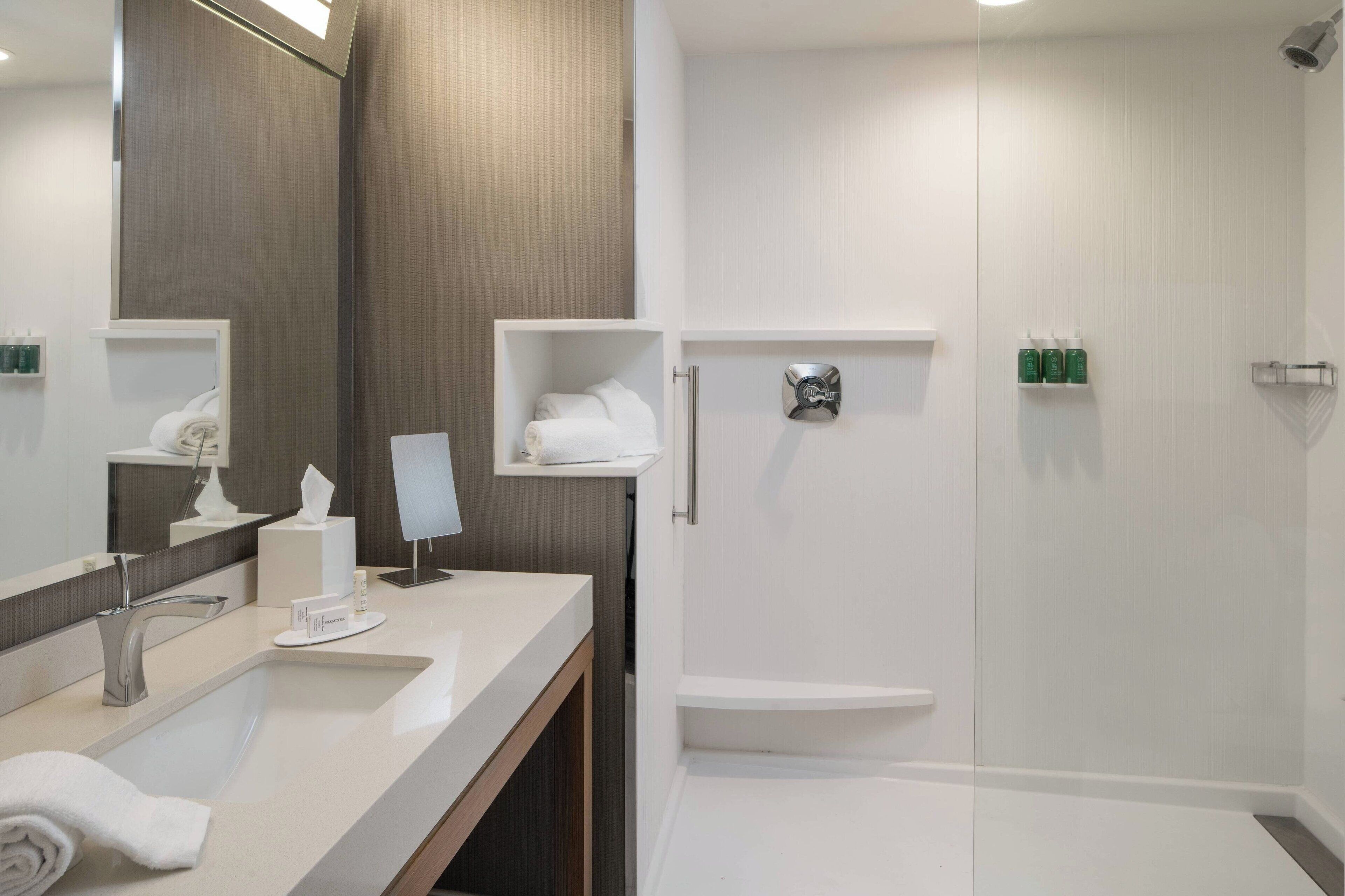 free toiletries, hair dryer, towels