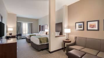 Suite, 2 Queen Beds, Accessible, Non Smoking | 1 bedroom, desk, laptop workspace, blackout drapes