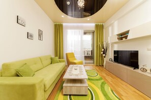 Comfort Apartment | Living area | LCD TV - Luxury Harmonia Apartments (Becici)