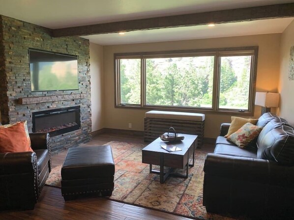 TV, fireplace, offices