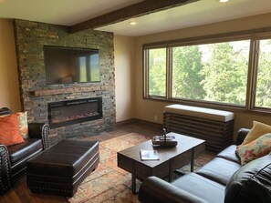 TV, fireplace, offices