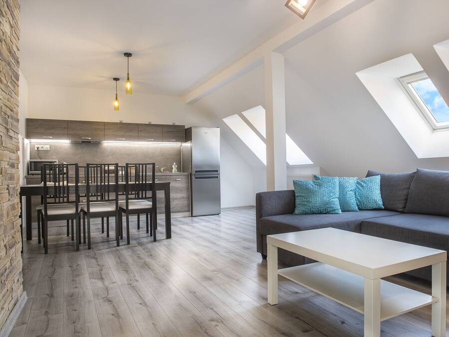 Apartamento familiar | Cocina privada | Frigorífico, microondas, hervidor eléctrico y tostadora