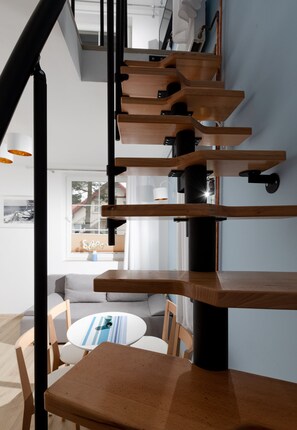 Superior Apartment, Kitchenette, Annex Building (Dwupoziomowy Trzyosobowy) | Hypo-allergenic bedding, blackout drapes, iron/ironing board, free WiFi