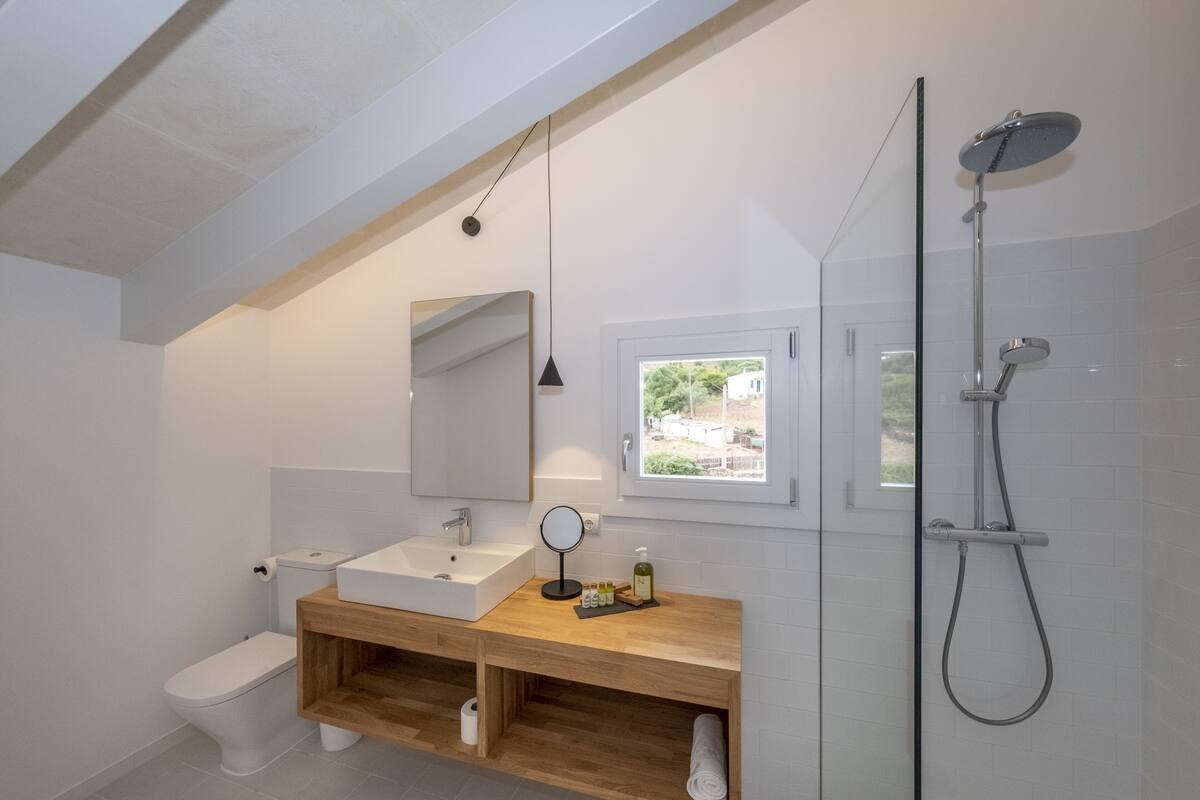 penthouse suite family room | bathroom | shower, rainfall showerhead, free toiletries, hair dryer