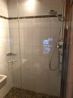 Double Room | Bathroom | Shower, hair dryer, towels